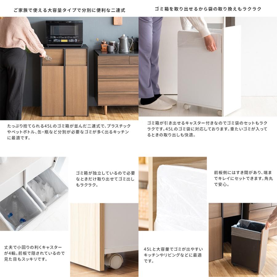 (12/5限定クーポン有)メーカー直送 宮武製作所 Helios(ヘリオス) DB-F2100-NA 分別キャスターダストボックス ゴミ箱 45L×2 ナチュラル | 宮武製作所 | 03