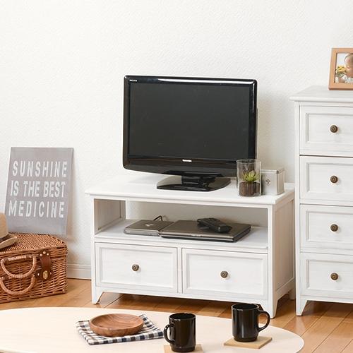 ハンドメイド　Whiteシャビーな3ドロワテレビ台　140 HAGiHARA（萩原） メーカー直送 MTV-5382AW テレビ台 シャビーウッド