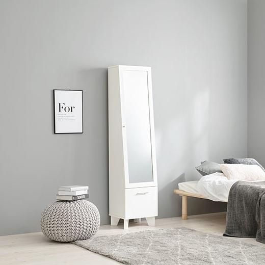 メーカー直送 萩原 RD-1831WH ミラー付き収納庫 組立式 ホワイト | HAGiHARA