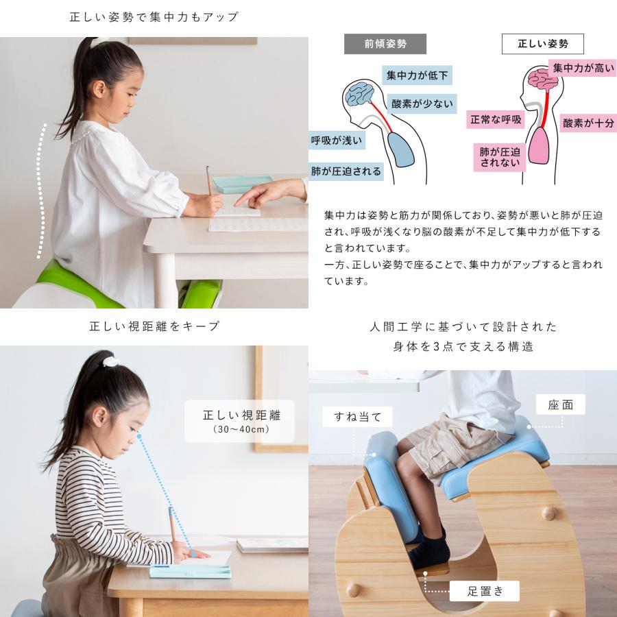メーカー直送 プロポーションチェア 背筋矯正 組立式 宮武製作所 Keepy（キーピィ） ナチュラル/アップルグリーン CH-910-NTGR_2