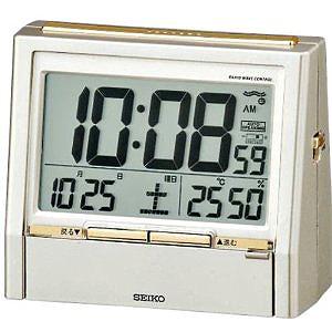 DA206G 定番から日本未入荷 TALK LINER 公式通販 トークライナー SEIKO セイコー 薄金色パール塗装 電波置時計 温湿度表示付き クロック 目覚まし時計