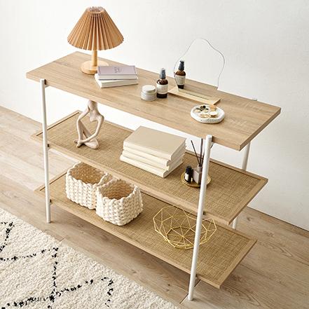 HAGiHARA（萩原） オープンラック 3段 幅100cm ナチュラル/ホワイト KR