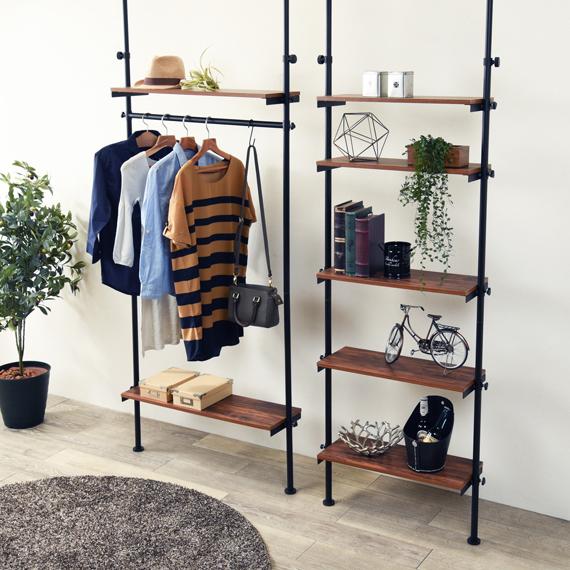 HAGiHARA 突っ張りラック 幅90cm ブラウン/ブラック 萩原 KTR-3156BR  