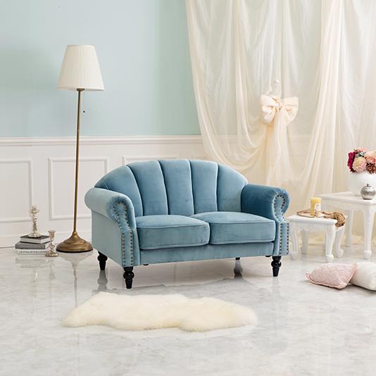 HAGiHARA（萩原） 2人掛けソファー ライトブルー ルコ2P RUKO2P-LBL