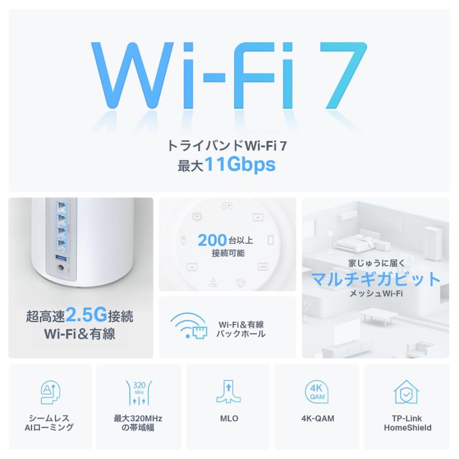 ☆TP-Link BE11000 メッシュWi-Fi 7システム Deco BE65(1パック