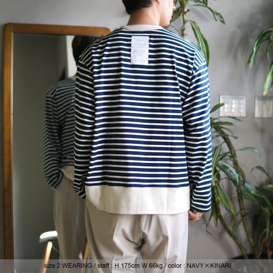 40%OFF】H.UNIT Border Jersey Stitch Long Sleeve H-CS025 エイチ 