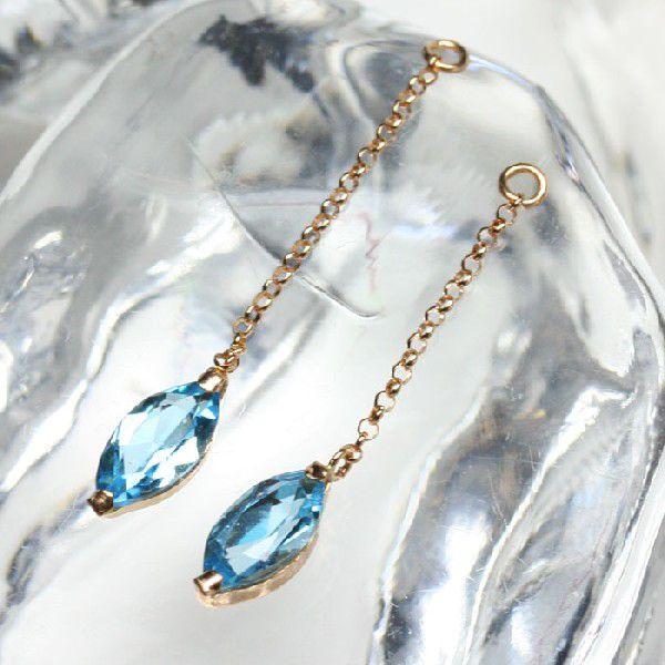 チャーム 手作り スイスブルートパーズ 4ｘ8 マーキス