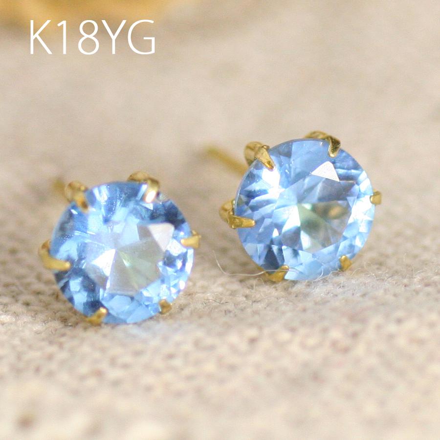 ピアス 手作り シンセティックセーリングブルーサファイア 6ミリ