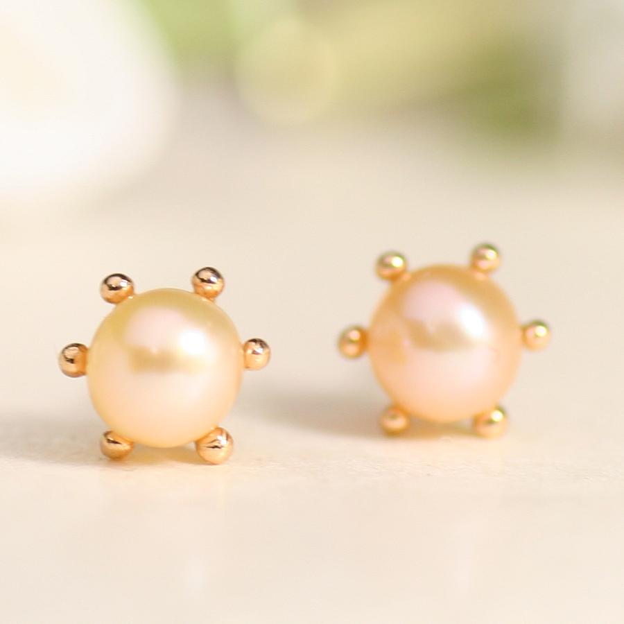 淡水パール　オレンジ　ハンドメイドピアス 淡水パール オレンジ ハンドメイドピアス silver925] ぶどうの