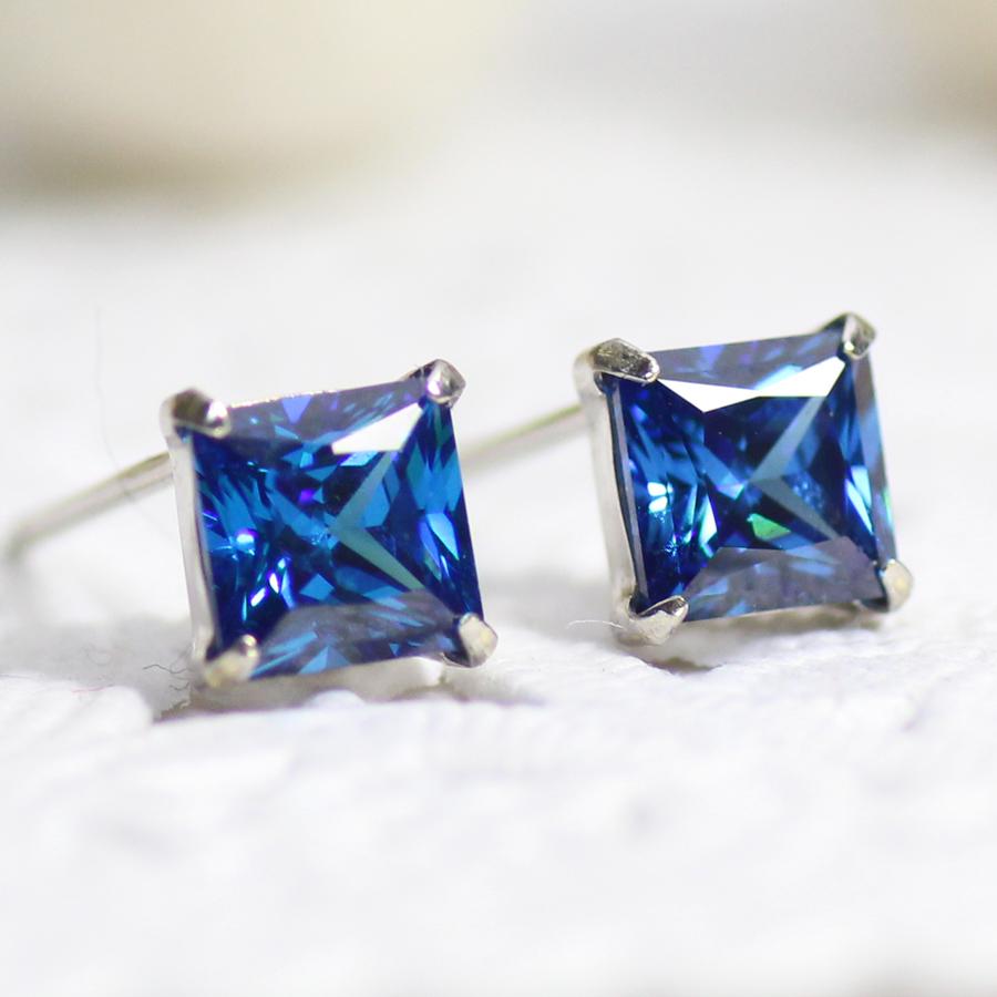 人工石)キュービックジルコニア ロンドンブルーカラー 5ミリ スクエア  