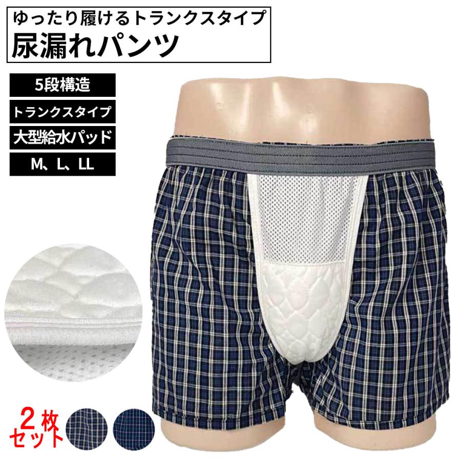 尿漏れパンツ 男性用 トランクス 2枚セット 大きいサイズ 失禁 吸水ショーツ 安心 大型パッド 介護 ゆったり | ブランド登録なし