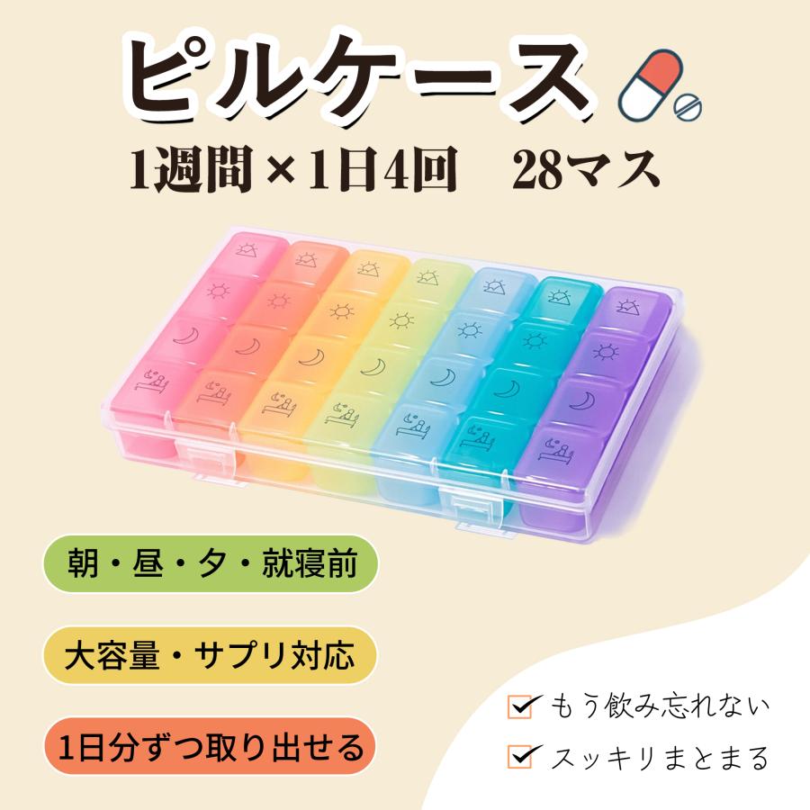ピルケース 1週間分 1日4回 サプリメントケース 薬ケース 週間タイプ 