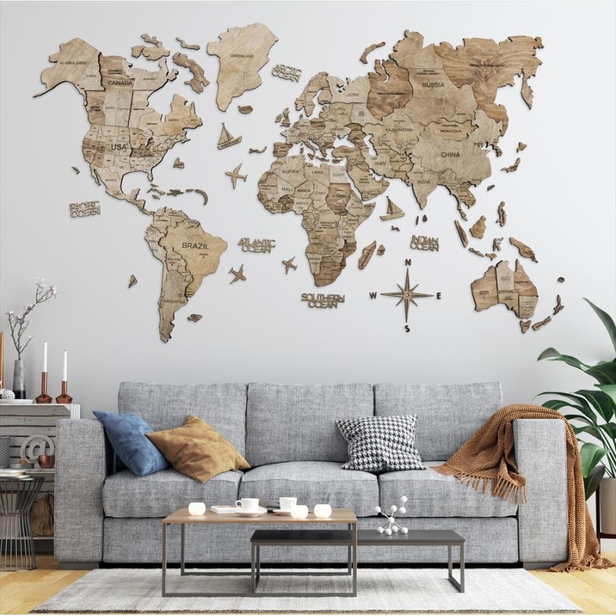 3D Wood World Maps 世界地図 木製 Lサイズ Enjoy The Japan : 代官山 