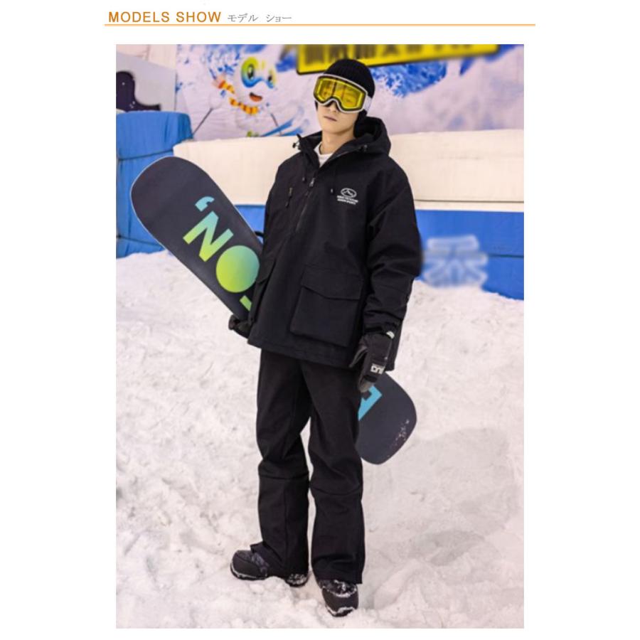 スキーウェア スノーボードウェア メンズ レディース 上下セット 中綿 厚手 撥水加工 防風 ジャケット パンツ 2点セット ボードウェア スノボウェ｜d8k7af93｜08