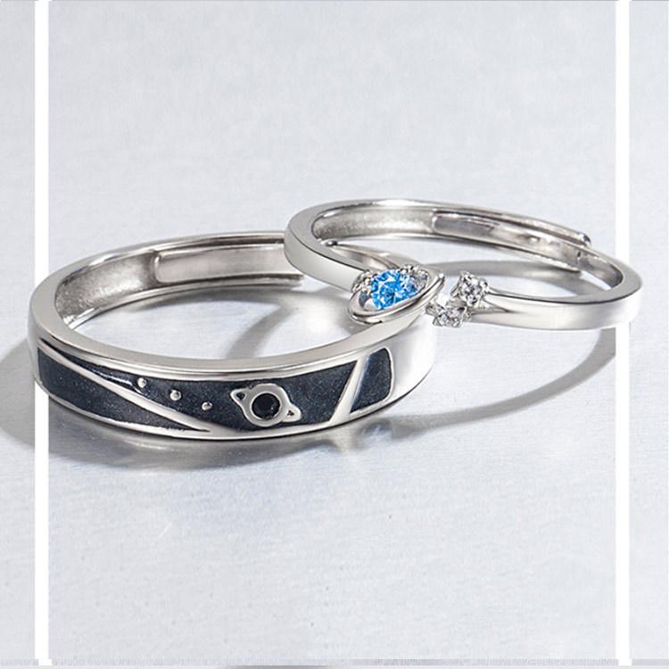 ペアリング カップル リング 純銀製 指輪 レディース メンズ 結婚指輪 婚約指輪 エンゲージリング サイズ調節可 フリーサイズ 2個セット 恋人 プ｜d8k7af93｜04