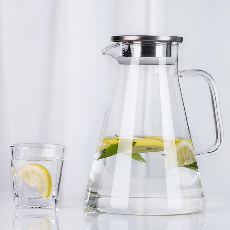 ピッチャー 耐熱 麦茶 ガラスポット ポット ガラスピッチャー 大容量冷 冷水筒 麦茶ポット 水差し おしゃれ 冷水ボトル ガラス水ボトル 耐熱ガラス