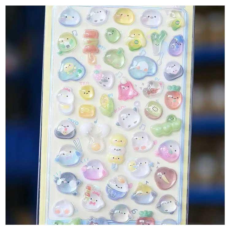 ぷくぷくシール 立体 泡ステッカー 3D ステッカー 10種セット キラキラ