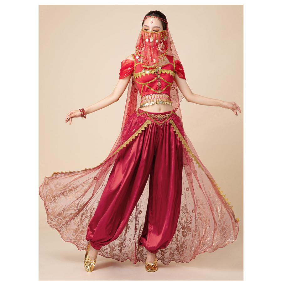 ベリーダンス衣装 セットアップ 赤 キッズベリーダンス セットアップ ピンク ボリウッド ハロウィン