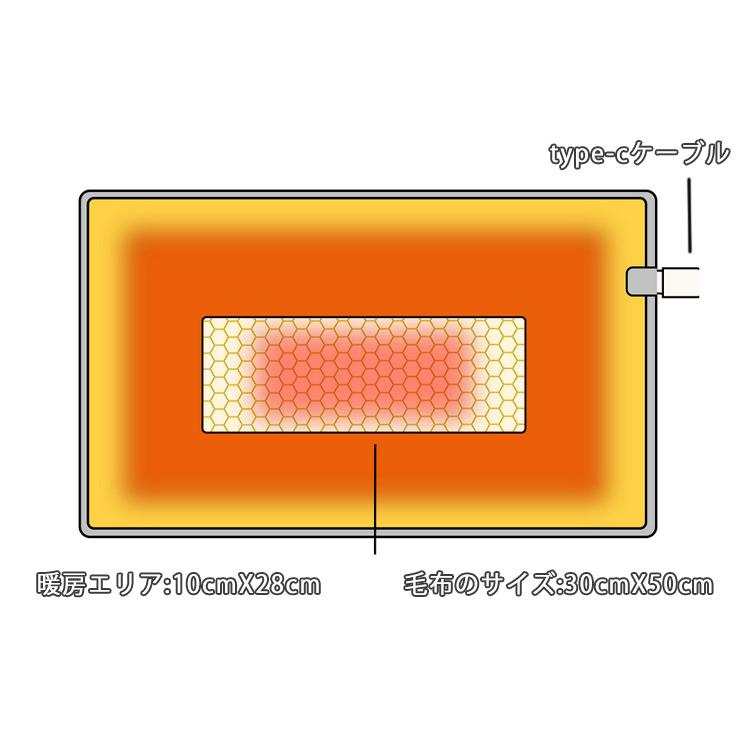 【送料無料】ホットマット 一人用 足元 椅子 USB エネタンポ ミニ デスク下 50×30cm ハンドウォーマー 電気マット USB 発熱 電気あん｜d8k7af93｜14