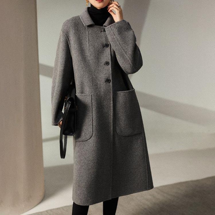 ステンカラーコート フェイクウール コート ロングコート レディース