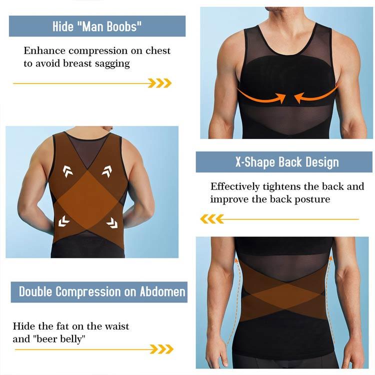 加圧インナー 半袖 メンズ 加圧シャツ 強圧 垂れ胸補正 補正下着 乳首隠し 着圧 補正 加圧Tシャツ スタイルアップ インナー 夏 最強垂れ胸補正 |  | 02