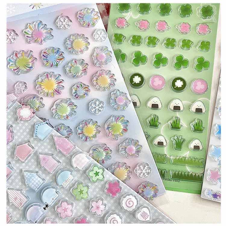 4枚セット ぷくぷくシール ドロップシール ボンボンシール 可愛い 3D