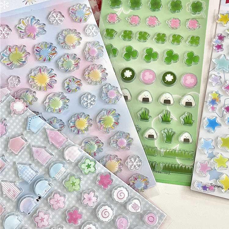 4枚セット ぷくぷくシール ドロップシール ボンボンシール 可愛い 3D