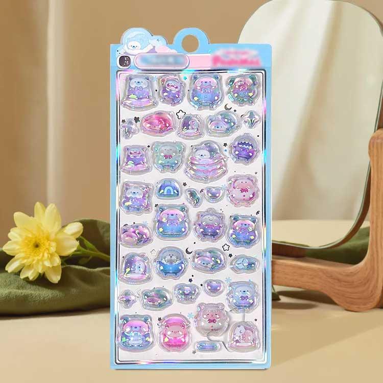 2枚セット ぷくぷくシール 可愛い 3D 立体 シール ボンボンシール