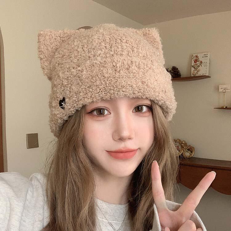 防寒 ねこみみ 暖かい キャップ ネコ耳 保温 帽子 ニット帽 耳付き
