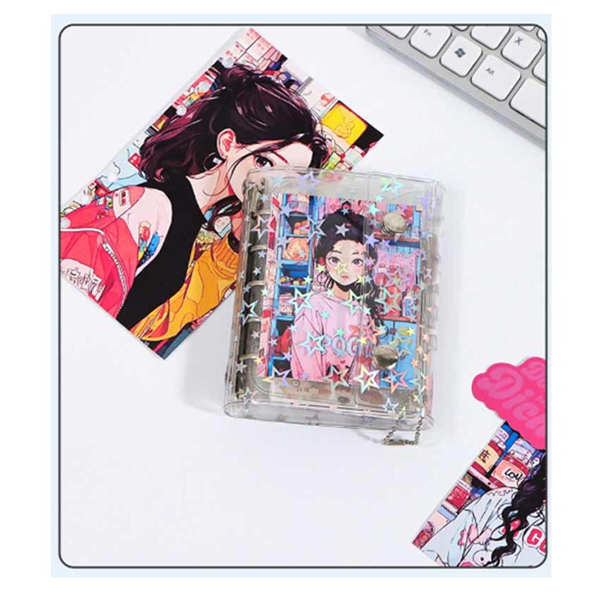 シール帳 A7 A6 M5 きらきら 星柄 透明 バインダー キラキラ クリア