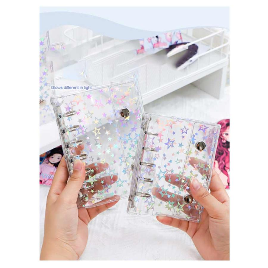 シール帳 A7 A6 M5 きらきら 星柄 透明 バインダー キラキラ クリア
