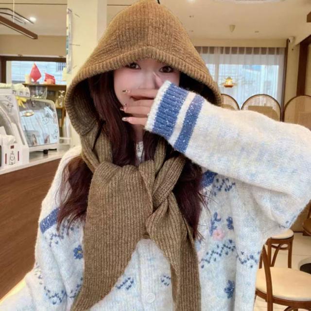 フード マフラー ニット フードマフラー レディース 肩掛けニット