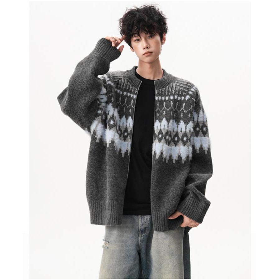 ノルディック柄 ニット カーディガン メンズ ニットカーディガン