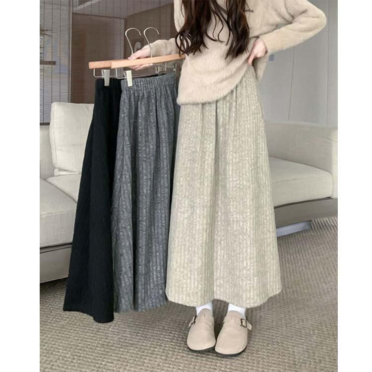 裏起毛 マキシスカート ロングスカート レディース 秋 冬 スカート A