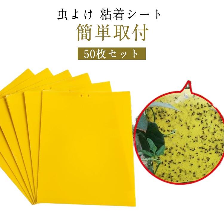 【50枚セット】 虫よけ 粘着シート ハエ取り紙 コバエ取り 粘着トラップ 粘着マット コバエ 虫取りシート 捕虫シート 害虫捕獲粘着紙 黄色 両面粘（Yahoo!・ストリート）