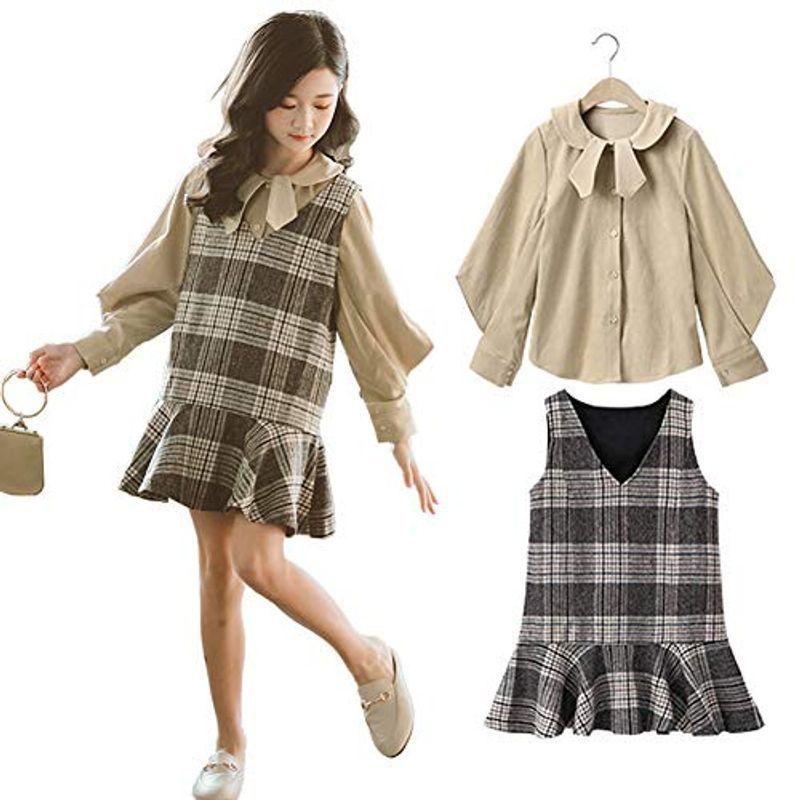保存版 ワンピース 女の子 子供服 女の子 ワンピース2点セット シャツ ワンピース フォーマル 長袖 子供ドレス Aライン発表会 七五三 卒園式 人気ブランドを Turningheadskennel Com