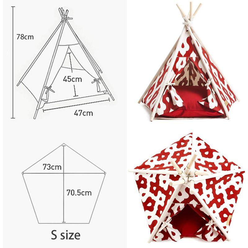 ペットティピーテント Sサイズ ペットテント ペットハウス 犬 猫 KL-TENT-S (G.RED) Sサイズ ペットテント ペットハウス KL TENT RED