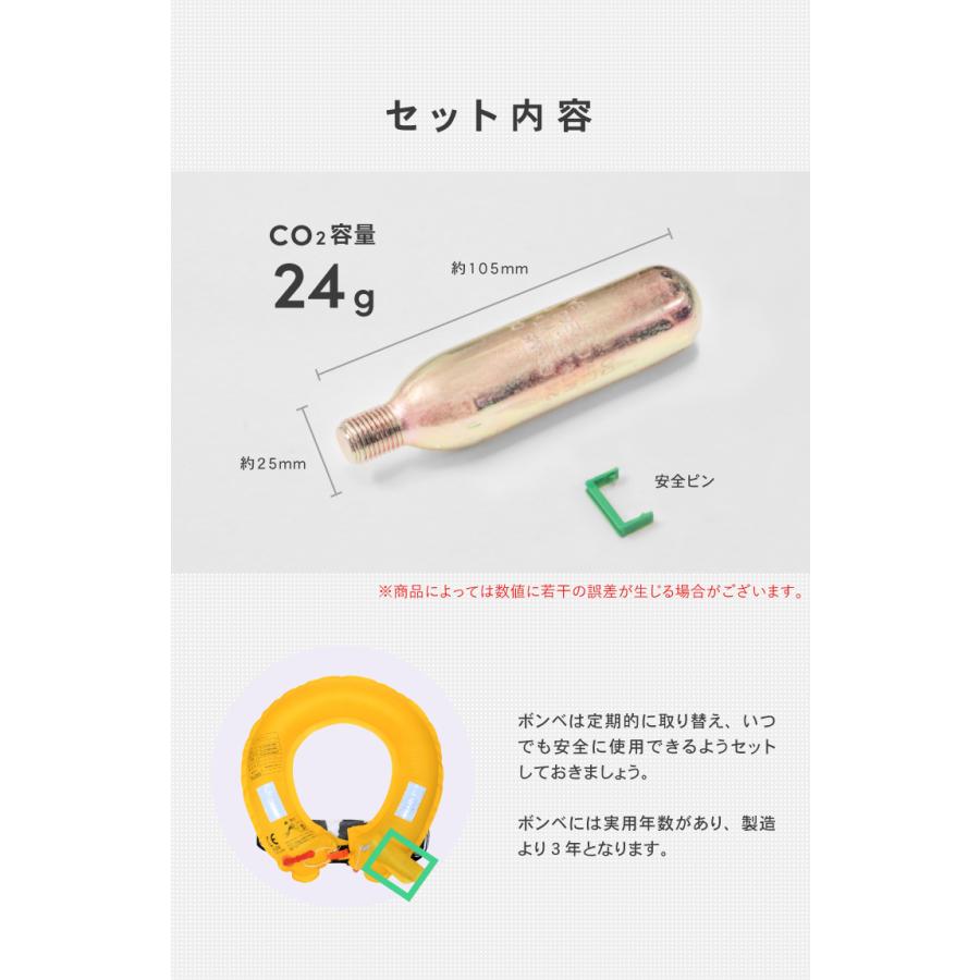 DABADA メール便 ライフジャケット 交換ボンベキット24g【ベルトタイプ/手動膨張式】専用 救命胴衣 フリーサイズ ポイント消化｜dabada｜04