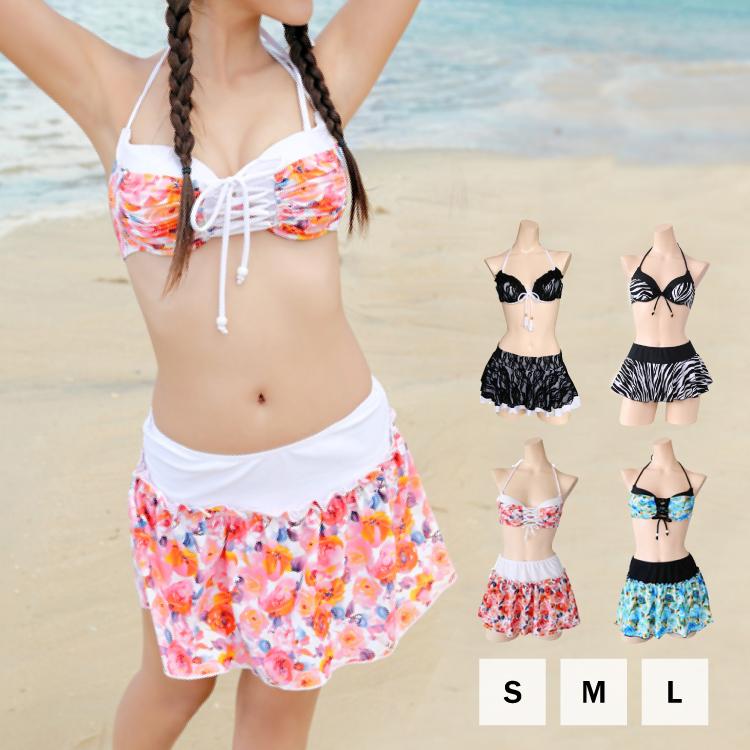 DABADA ホルターワイヤービキニ 3点セット パット付き 花柄/レース/ゼブラ柄 レディース水着 送料無料  :halter-wire-bikini3:DABADAストア - 通販 - Yahoo!ショッピング