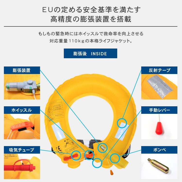 DABADA ライフジャケット ベルト タイプ 自動膨張式 CE認証 釣り 救命胴衣 フリーサイズ 推奨80-110cm フィッシング 釣り 船舶 マリンスポーツ ジェットスキー｜dabada｜09