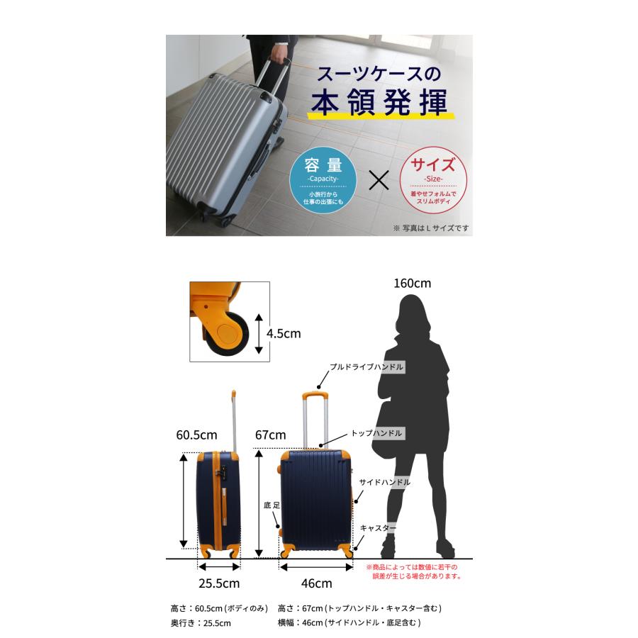 【アウトレット品】スーツケース Mサイズ 3日〜5泊 TSAロック搭載 全4色 静音キャスター 超軽量 送料無料 在庫限り | DABADA | 10