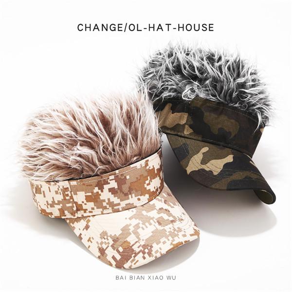 人気no 1 フレアバイザー サンバイザー テニス ゴルフ おすすめ ファッション 付き帽子 バイザー 髪の毛のような フサフサ帽子 ウィッグ メンズ