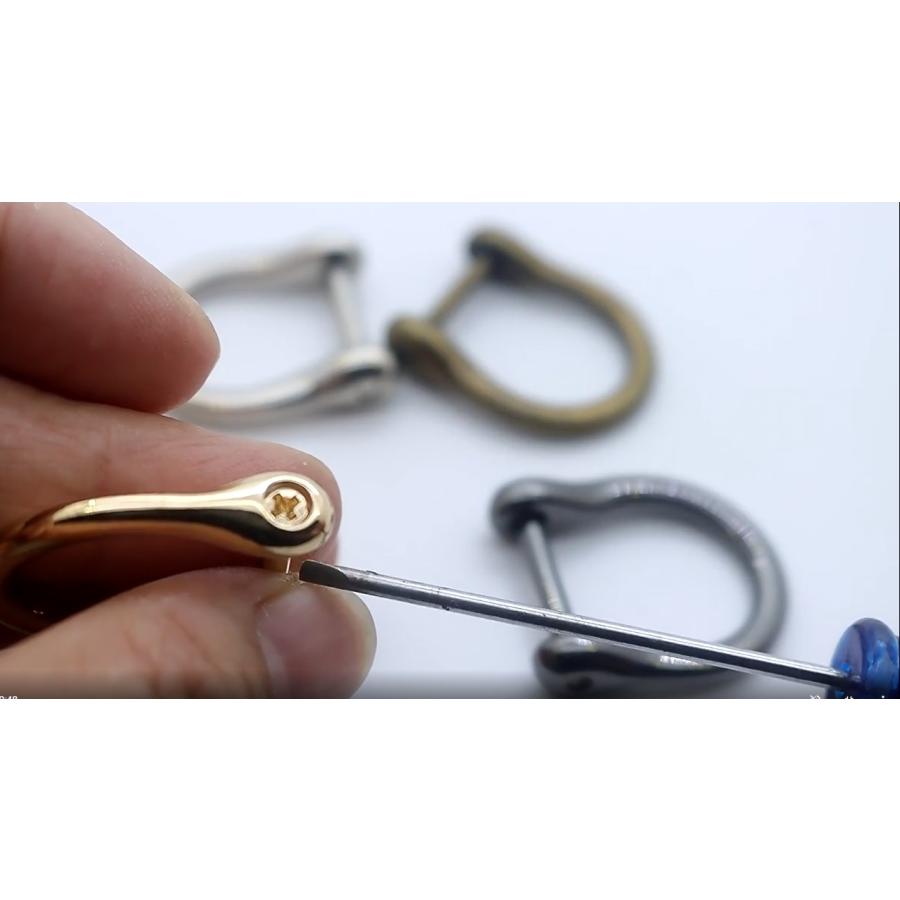 取り外ができるネジ式 Dカン　Mサイズ　 アンティーク レザー 接続 金具  持ち手 バッグ ハンドル パーツ ベルト 革 カスタム レザークラフト　 |  | 08