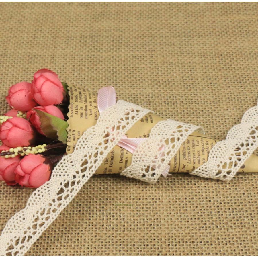 綿レース リボン 幅2cm DIY 手芸材料 5m単位カット売り 3COLORS 半