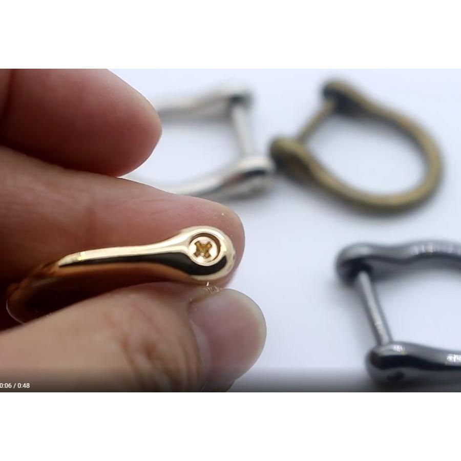 取り外ができるネジ式 Dカン　Lサイズ　 アンティーク レザー 接続 金具  持ち手 バッグ ハンドル パーツ ベルト 革 カスタム レザークラフト　 |  | 06