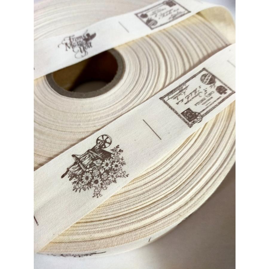 綿テープ　スタンプ　タグ　リボン　幅3cm　1m単位カット売り　 DIY　手芸材料　生成り　【メール便99mまで】 |  | 01