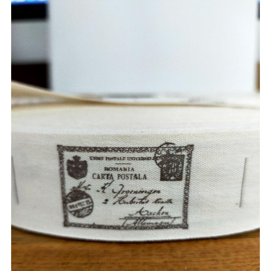 綿テープ　スタンプ　タグ　リボン　幅3cm　1m単位カット売り　 DIY　手芸材料　生成り　【メール便99mまで】 |  | 05