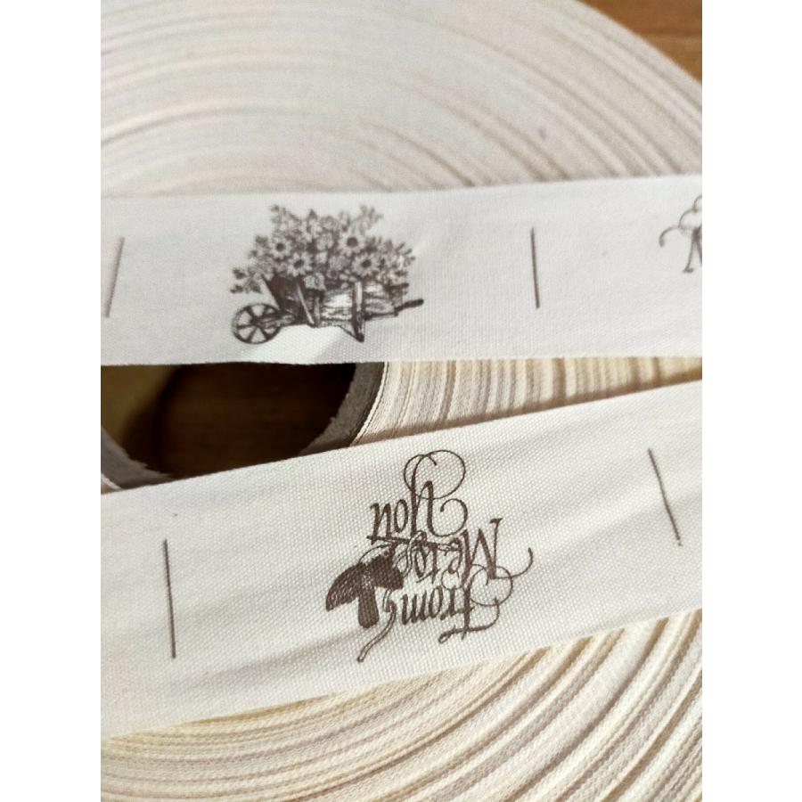 綿テープ　スタンプ　タグ　リボン　幅3cm　1m単位カット売り　 DIY　手芸材料　生成り　【メール便99mまで】 |  | 06