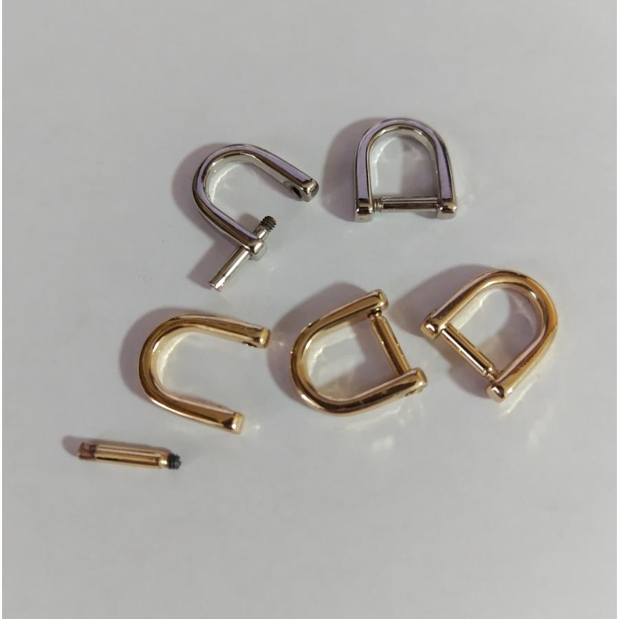 取り外ができるネジ式 Dカン MINI 　 アンティーク レザー 接続 金具  持ち手 バッグ ハンドル パーツ ベルト 革 カスタム レザークラフト　 |  | 02