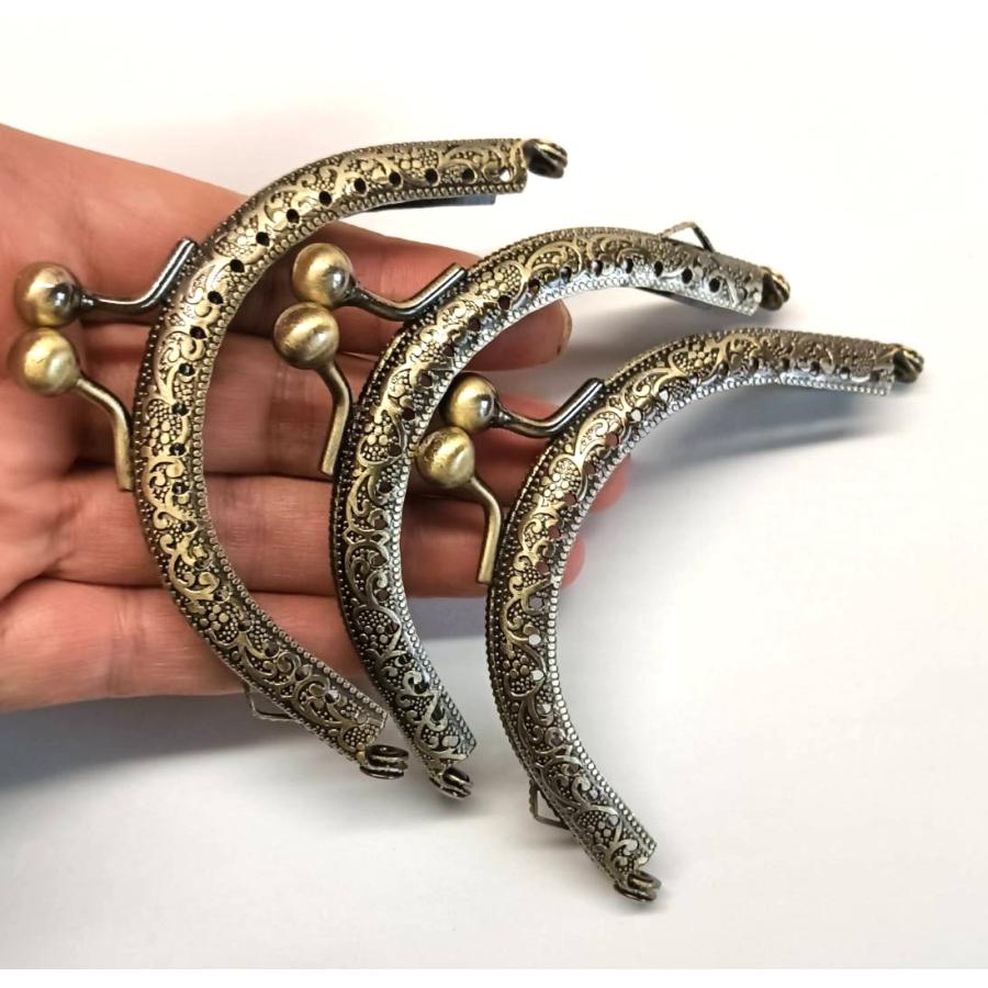 口金 (約幅8.5cm×深さ4.5cm）古銅色 がま口 角型/半円型 掛けカン付